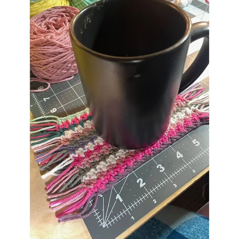 Handmade Crochet Boho Mug Rugs / Oversized Coasters set of 4